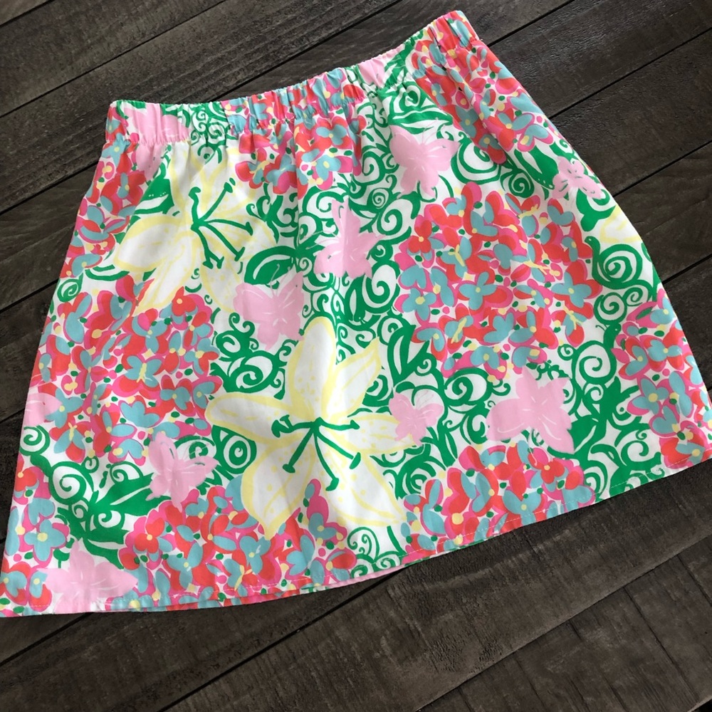 Lilly Pulitzer Pink Green Yellow Floral Mini Skirt
